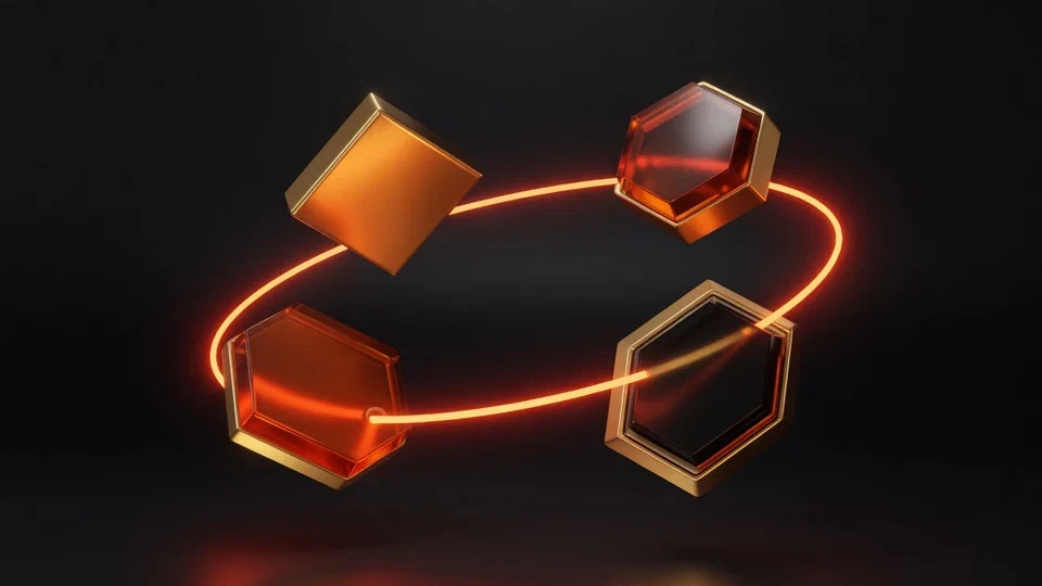 Amber offer tiles arranged around an orange orbital ring